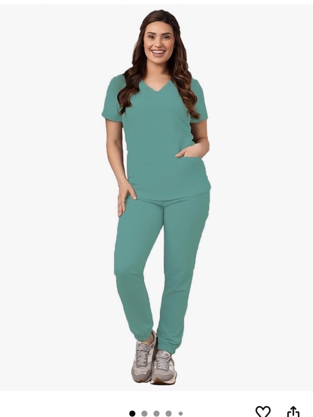 Women’s V-Neck Scrub Top & Jogger Pants Set in Sage - Picture 4 of 4